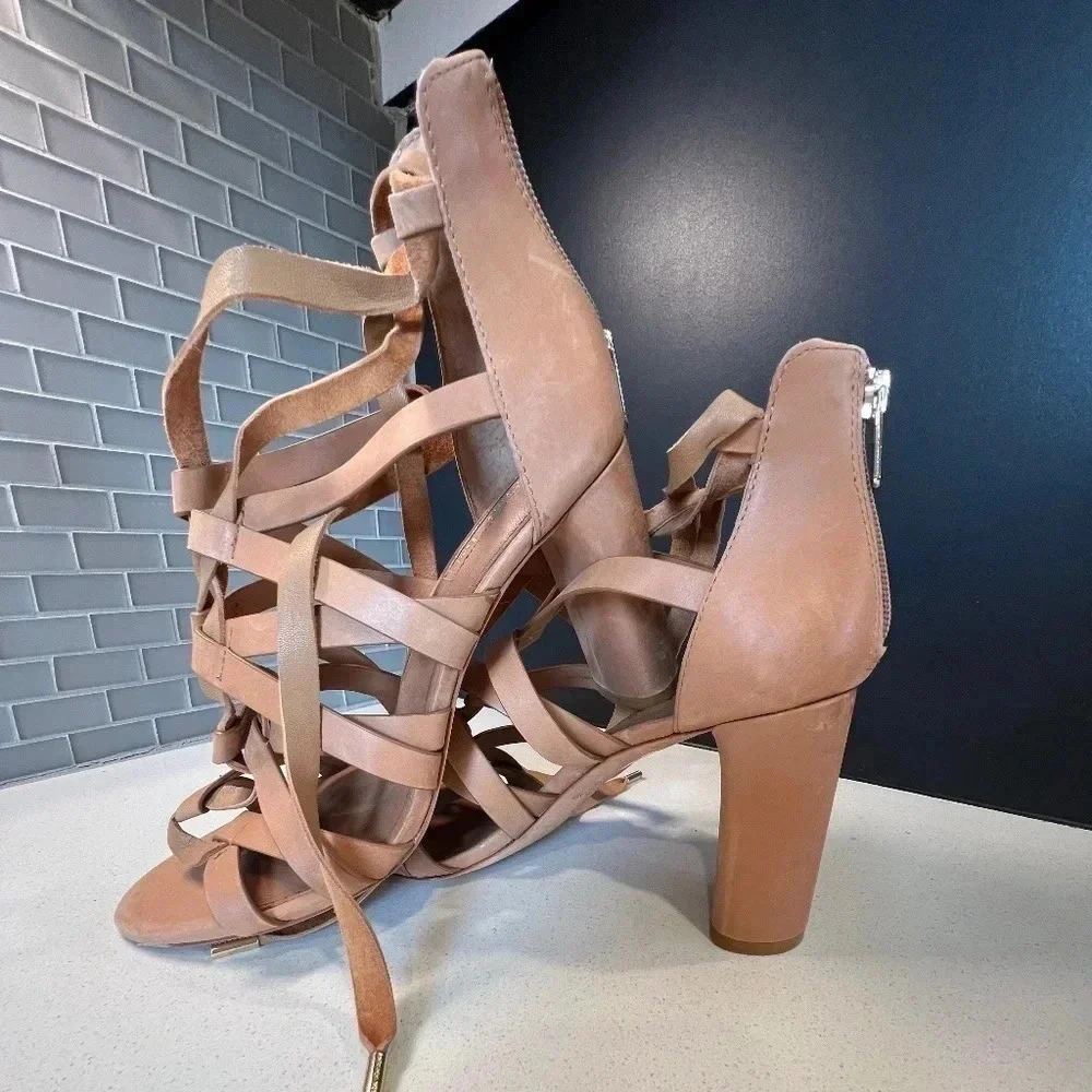 Antonio Melani Tan Block Heel Sandals Size 10